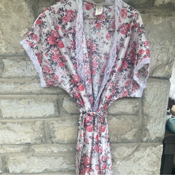 Vintage Private Moments NY floral flower lace trim wrap robe lingerie - Picture 3 of 15